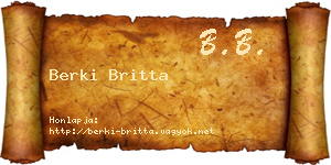 Berki Britta névjegykártya